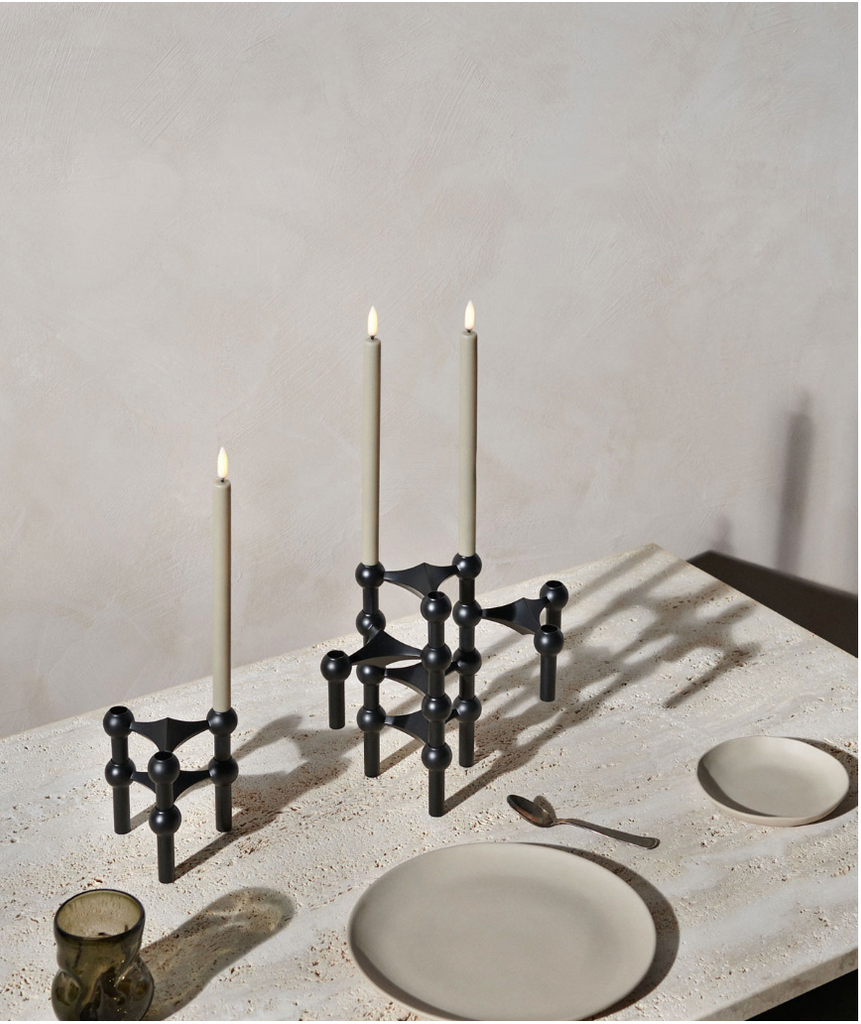 Set of 3 Stacking Candleholders des. Hans Nagel & Werner Stoff, 1960s - matte black
