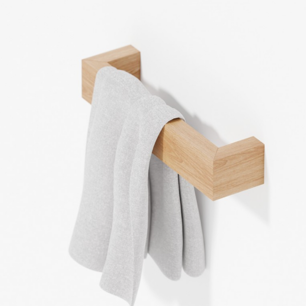 Oak Hand Towel Rail des. Lincoln Rivers for Wireworks
