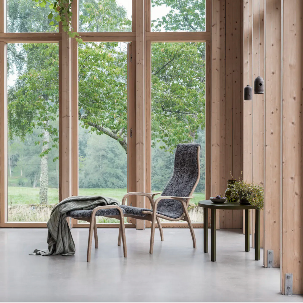 Lamino Chair & Ottoman - Oak / Scandinavian Grey - des. Yngve Ekström (1956), made by Swedese