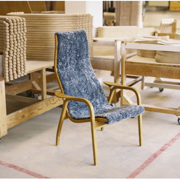 Lamino Chair & Ottoman - Oak / Scandinavian Grey - des. Yngve Ekström (1956), made by Swedese