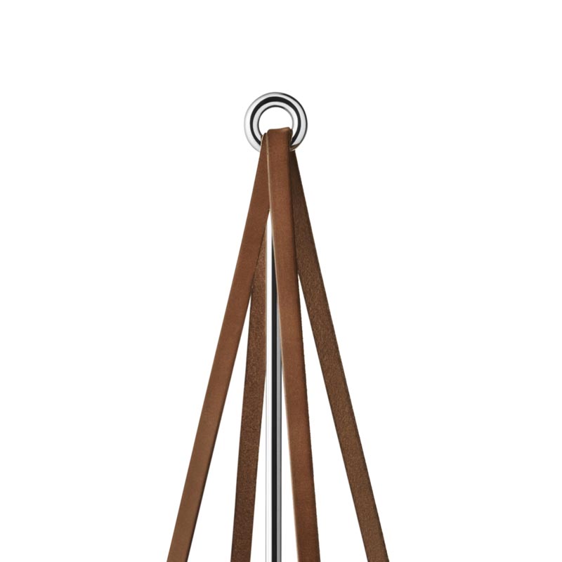Season Candleholder Extension - mirror polished steel and brown leather - des. Maria Berntsen for Georg Jensen