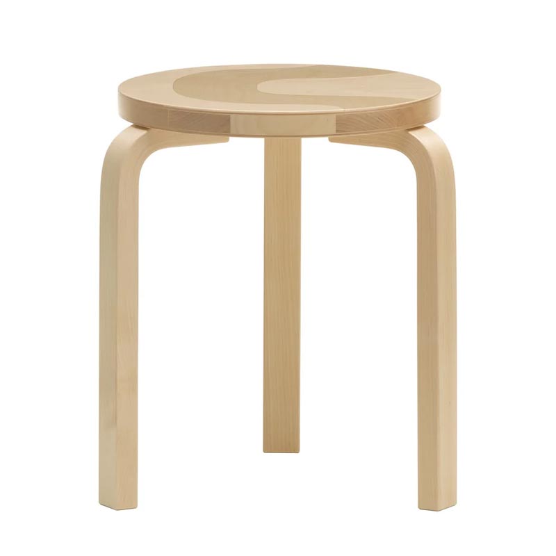 Stool 60 - Seireeni - des. Alvar Aalto 1933, Pattern des. Maija Isola 1964, made by Artek + Marimekko