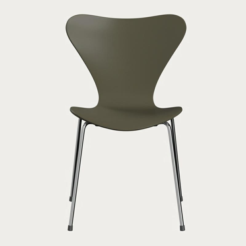 3107 Series 7 dining chair lacquered olive grey - des. Arne Jacobsen made by Fritz Hansen