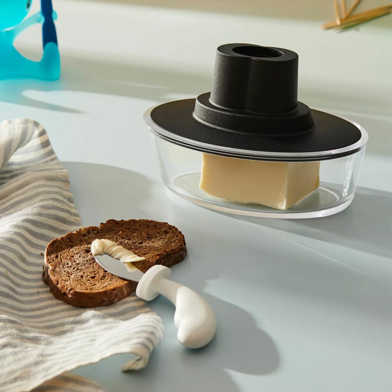 Ship Shape Butter Dish with Spreader - Black - by Paul Van Iersel Harry and Stefani Giovannoni for Alessi
