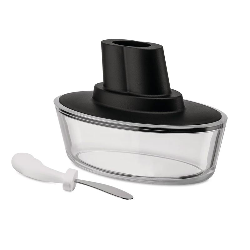 Ship Shape Butter Dish with Spreader - Black - by Paul Van Iersel Harry and Stefani Giovannoni for Alessi