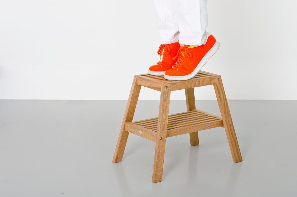 Slatted Step Oak Stool by Wireworks