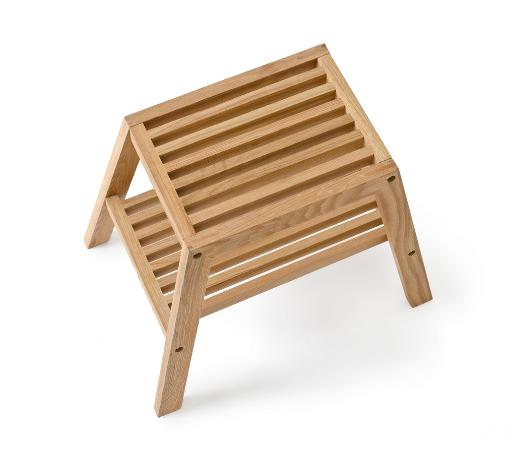 Slatted Step Oak Stool by Wireworks