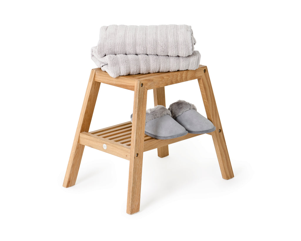 Slatted Step Oak Stool by Wireworks