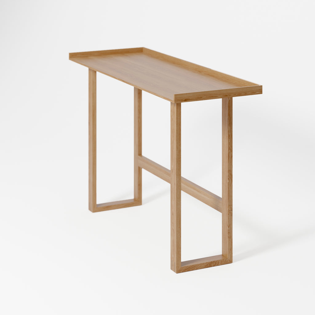 Slim laptop desk / dressing table - oak - design Lincoln Rivers for Wireworks
