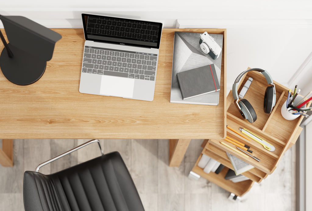 Slim laptop desk / dressing table - oak - design Lincoln Rivers for Wireworks