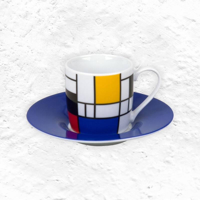 Small Fragments: Homage to Mondrian, Espresso Cup & Saucer, by Könitz