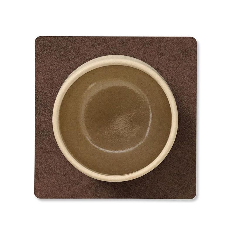 Square coaster by LindDNA- Dark Brown Recycled Leather