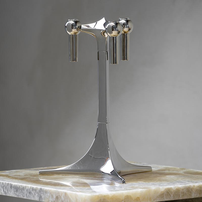 Stacking Candle Stand - des. Hans Nagel & Werner Stoff, 1960s - Chrome