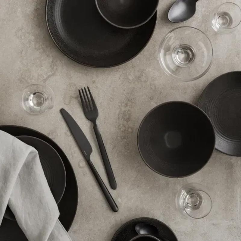 Stella Cutlery Set des. Theresa Rand for blomus (matt black stainless steel, 16 pieces)