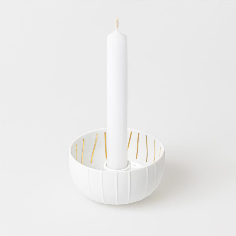 Striped Porcelain Candle Holder by Räder
