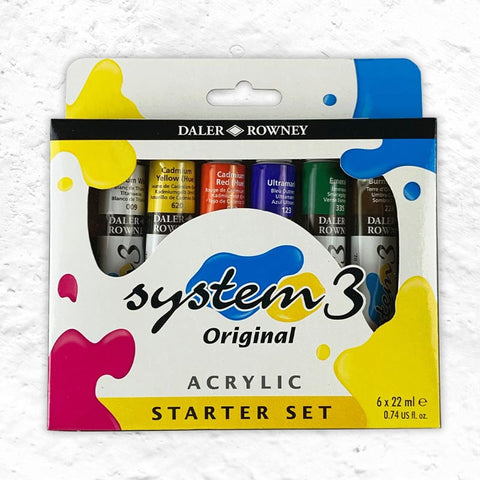 System 3 Acrylic Starter Set (22ml x 6) by Daler Rowney
