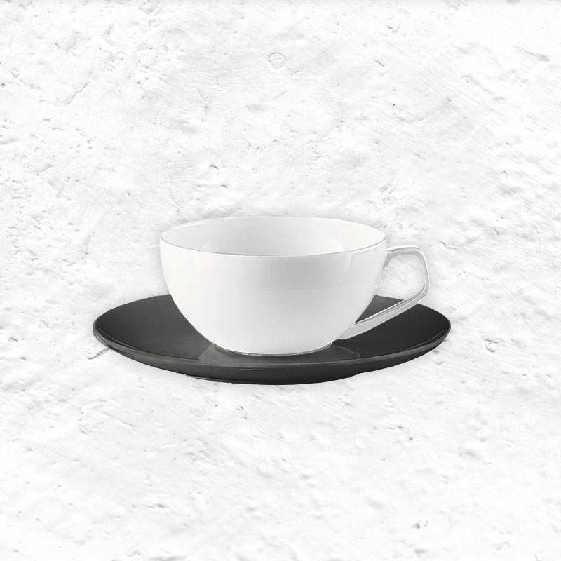 TAC Cup & Saucer - Black & White Porcelain - des. Walter Gropius, produced by Rosenthal