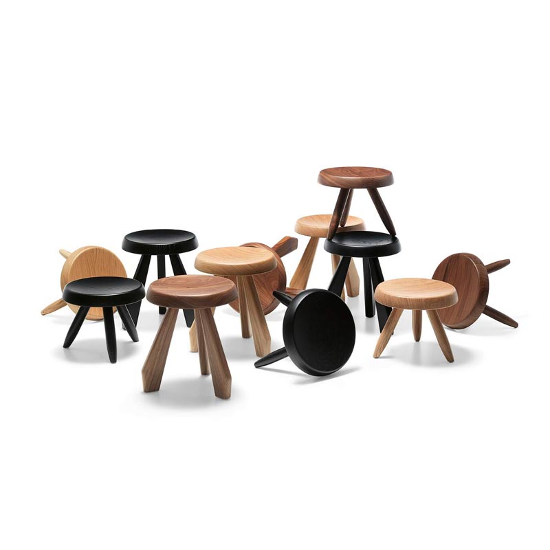 Tabouret Berger stool in Natural oak - des. Charolette Perriand (1953) - by Cassina