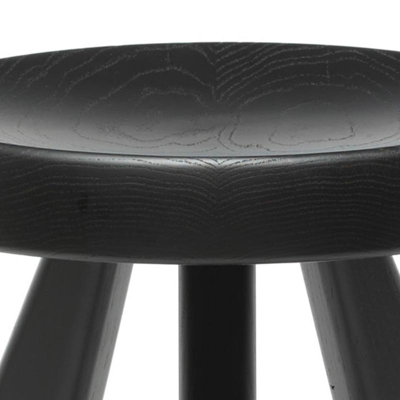 Tabouret Meribel stool in black stained oak - des. Charlotte Perriand (1961) - by Cassina