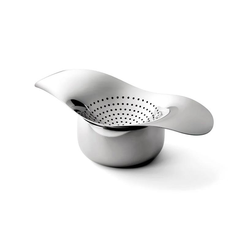 Drift tea strainer & bowl by Robert Welch