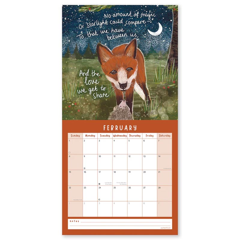 Fox Under The Moon 2026 Wall Calendar