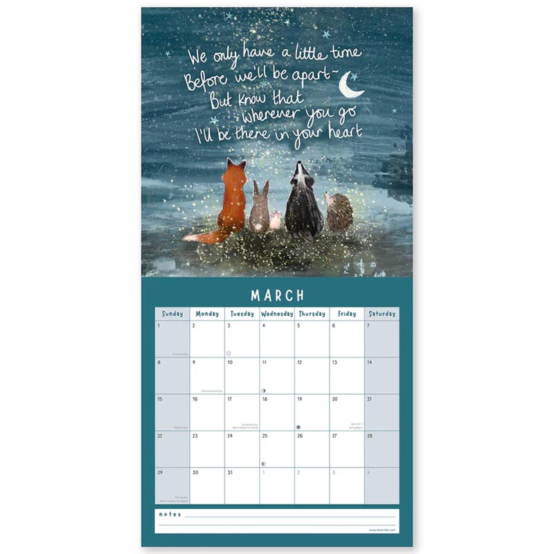 Fox Under The Moon 2026 Wall Calendar