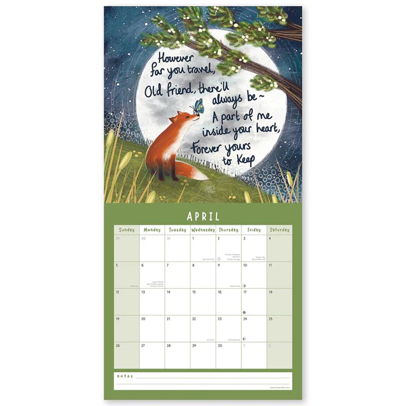 Fox Under The Moon 2026 Wall Calendar