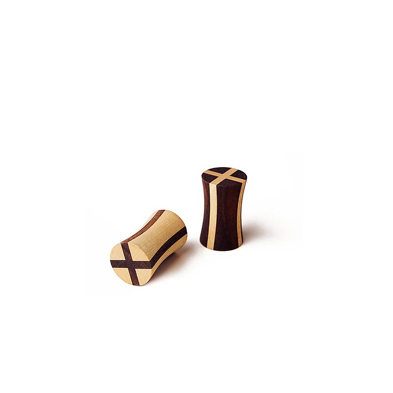 Tip spinning top by Naef Spiele - a pack of two made in maple and walnut