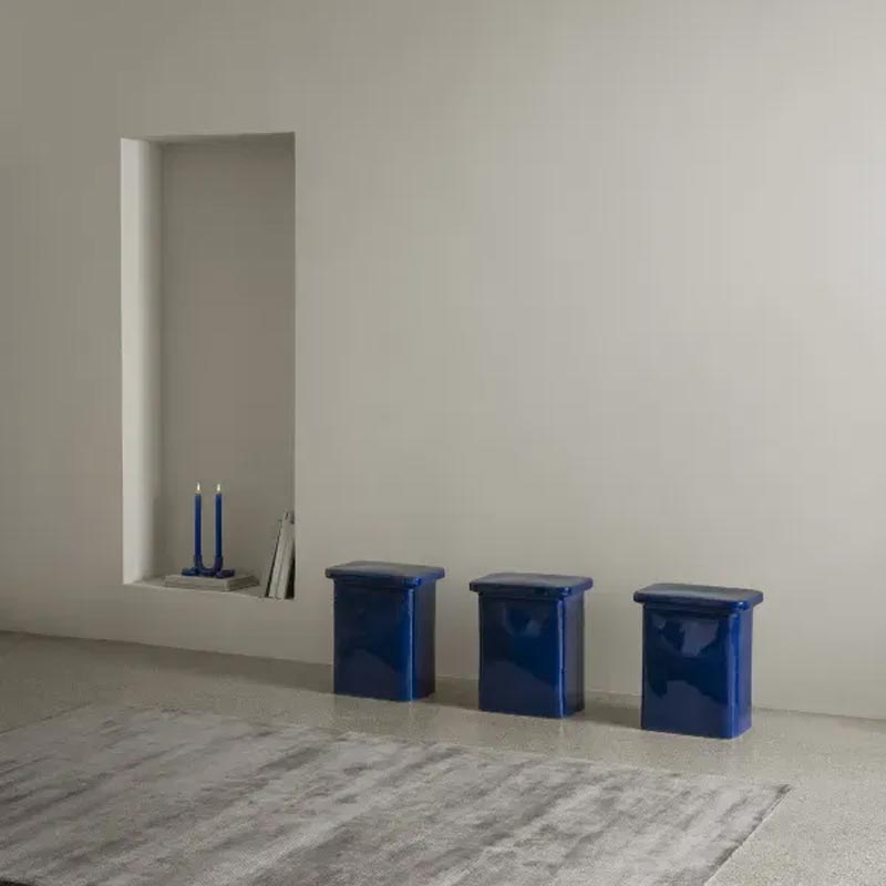 Toki Ceramic Stool / Side Table - Mazarine Blue - by Blomus