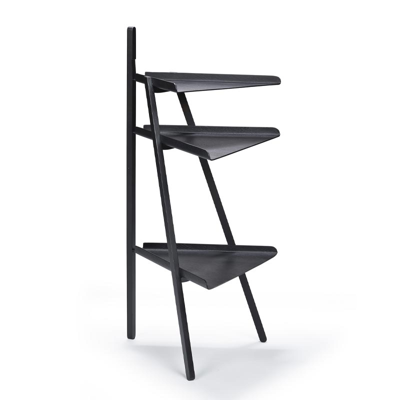 Trio Corner Bookshelf - Black Stained Oak - des. Achille Castiglioni & Giancarlo Pozzi (1988), by Cassina