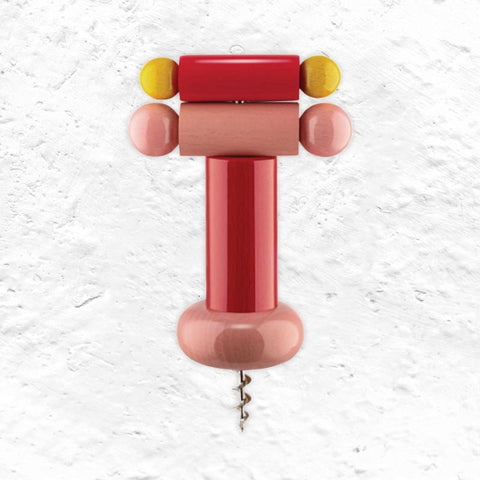 Twergi Corkscrew - Red, Pink & Yellow - des. Ettore Sottsass for Alessi, 1989  (2021 reissue)