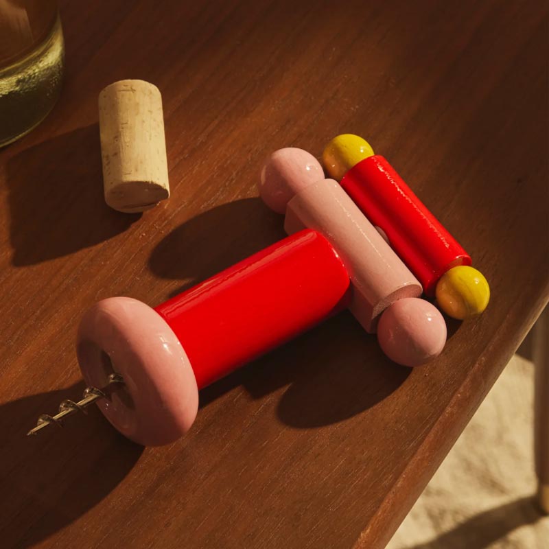 Twergi Corkscrew - Red, Pink & Yellow - des. Ettore Sottsass for Alessi, 1989 (2021 reissue)