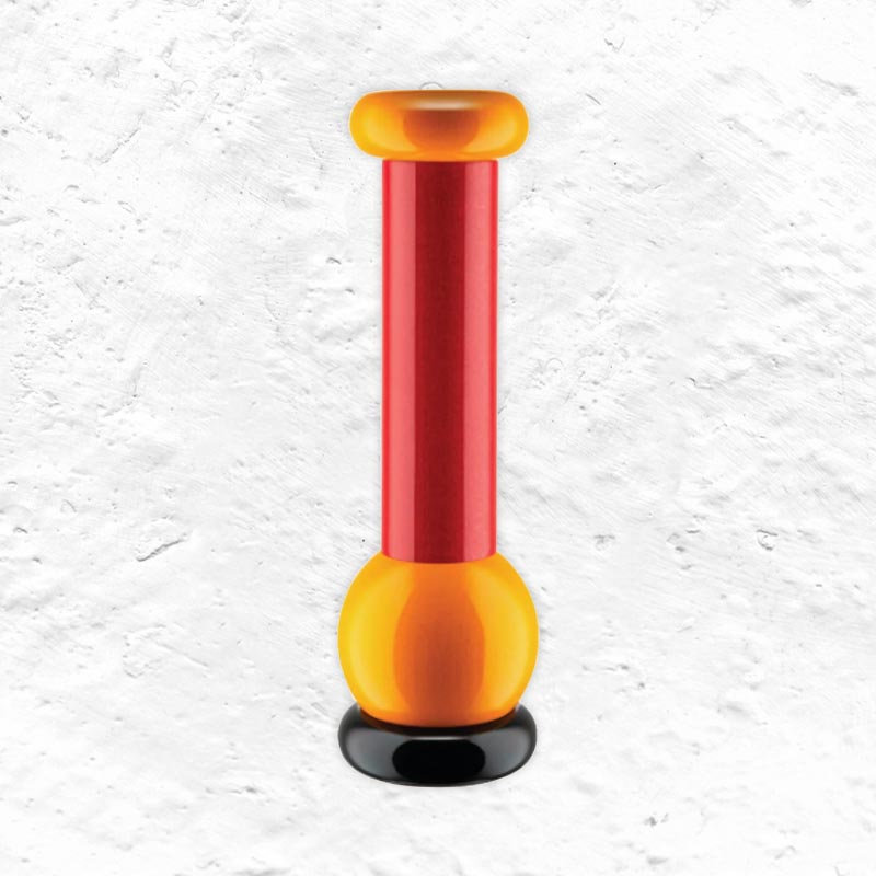 Twergi grinder - black, yellow & red - des. Ettore Sottsass for Alessi, 1989 (2021 reissue)