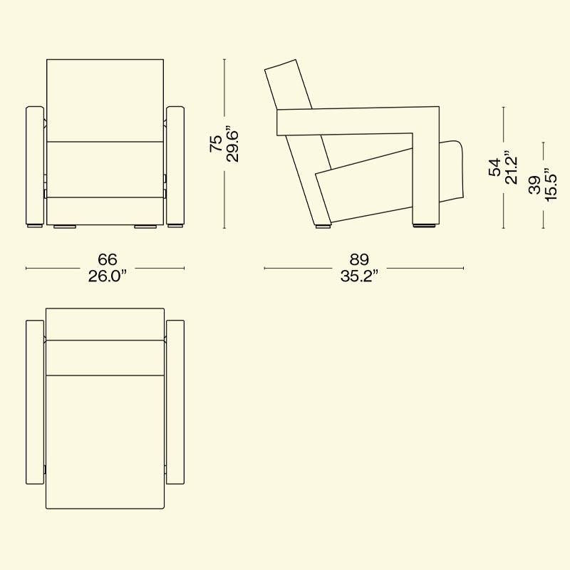 Utrecht XL Armchair - Lincoln Vinaccia 13L576 - des. Gerrit Thomas Rietveld - by Cassina