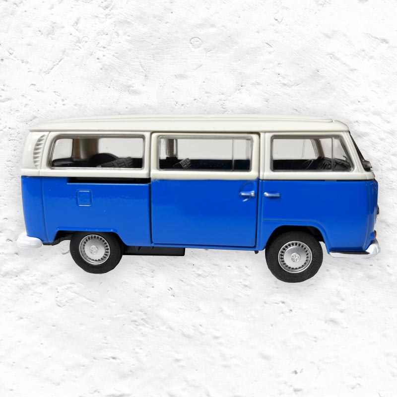 VW Bus Model Car in blue/red/orange