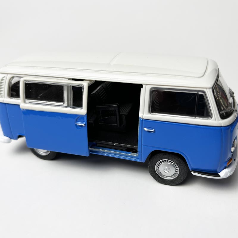 VW Bus Model Car in blue/red/orange