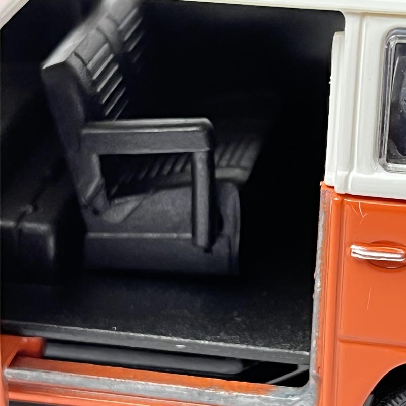 VW Bus Model Car in blue/red/orange