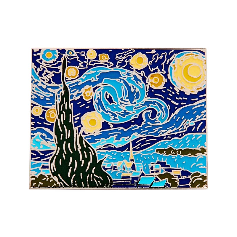 Starry Night enamel pin badge, inspired by Vincent Van Gogh