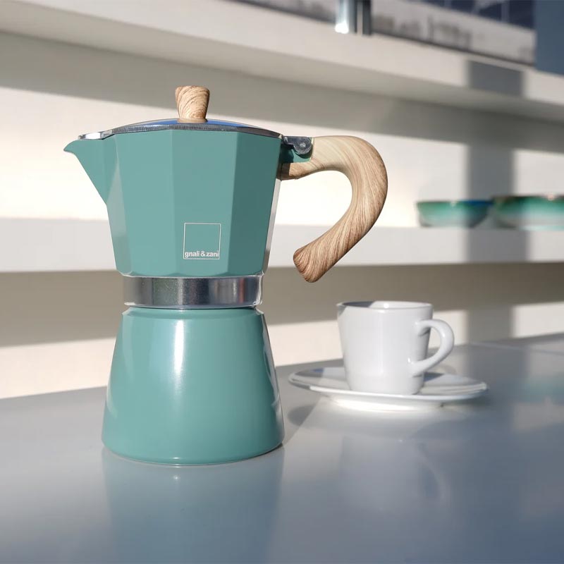 Venezia 6 Cup Espresso Maker - Smoke Green - by Gnali & Zani