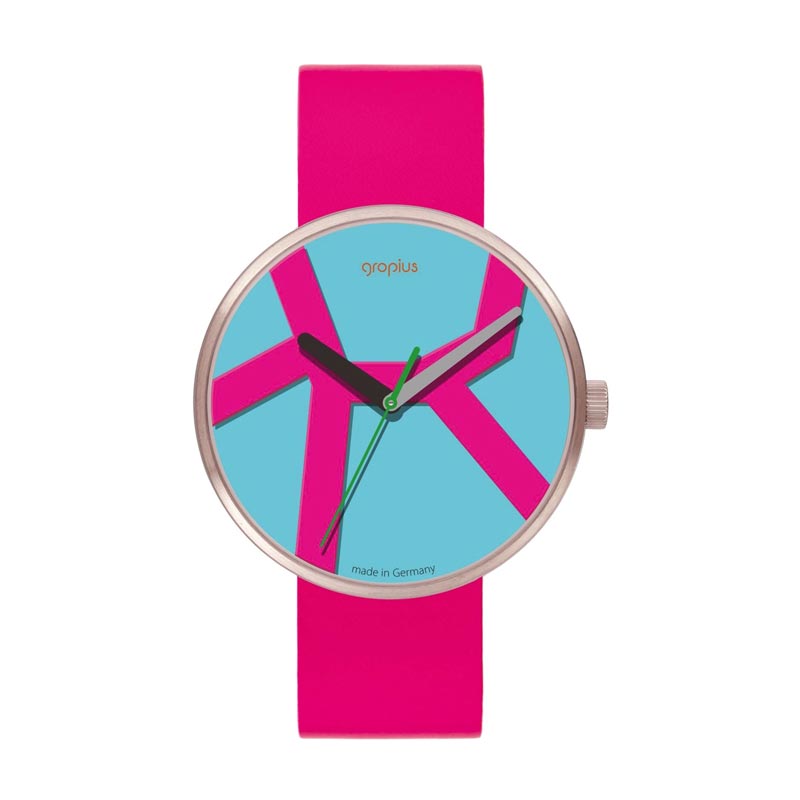 Move Watch, Pink Leather Strap, by Walter Gropius