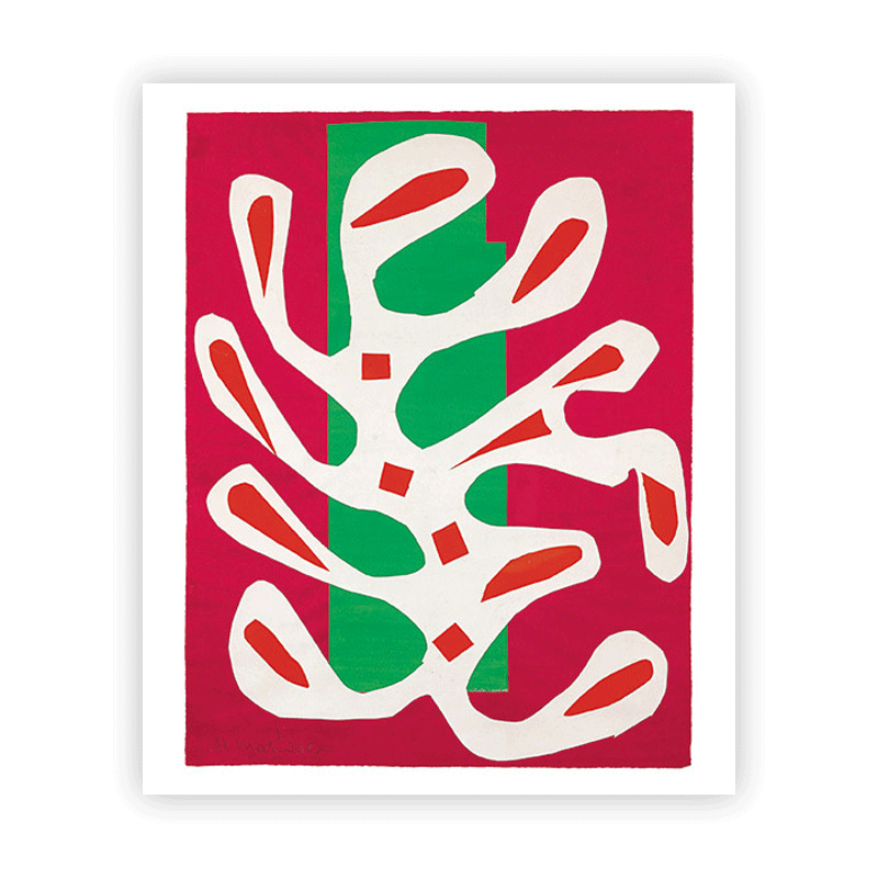 White Algae on a Red and Green Background, 1947 print by Henri Matisse