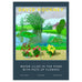 Water Lilies in the Pond with Pots of Flowers poster by David Hockney - dark blue background