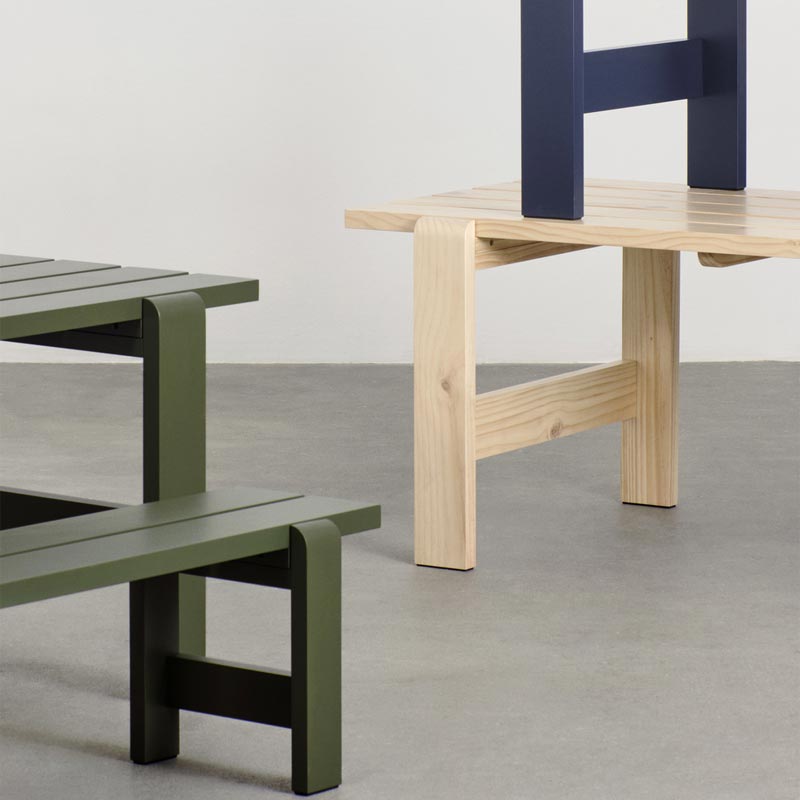 Weekday Bench - W111 x D23 x H45 - Olive Water-based Lacquered Pinewood, by HAY