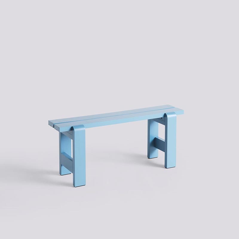 Weekday Bench - W111 x D23 x H45 - Azure Blue Water-based Lacquered Pinewood, by HAY