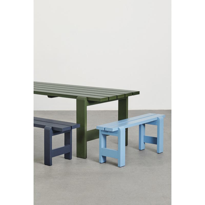 Weekday Bench - W111 x D23 x H45 - Azure Blue Water-based Lacquered Pinewood, by HAY