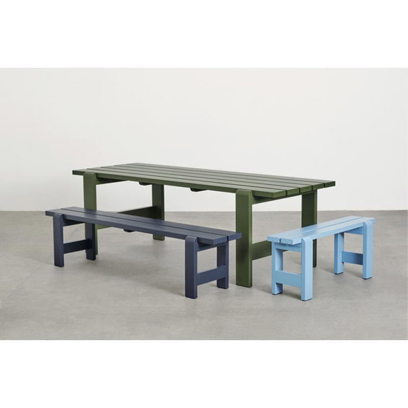 Weekday Bench - W111 x D23 x H45 - Azure Blue Water-based Lacquered Pinewood, by HAY