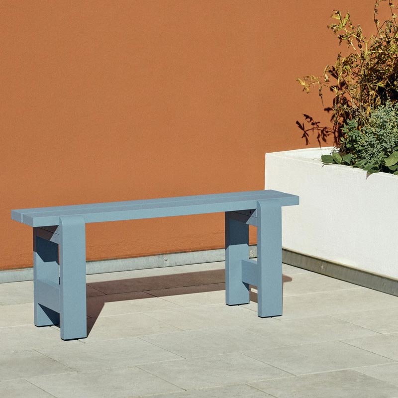 Weekday Bench - W111 x D23 x H45 - Azure Blue Water-based Lacquered Pinewood, by HAY