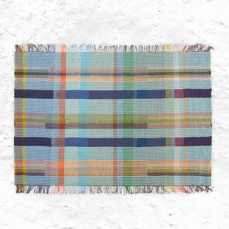 Wilding 100% Lambswool Honeycomb Throw - Turquoise / Green - by Wallace Sewell