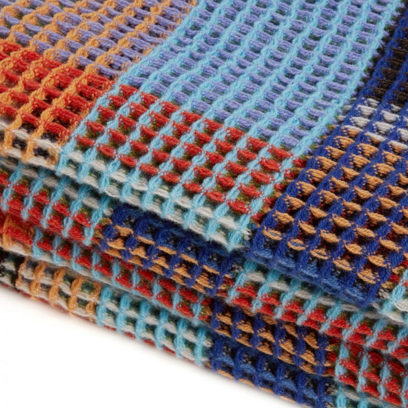 Wilding 100% Lambswool Honeycomb Throw - Turquoise / Green - by Wallace Sewell