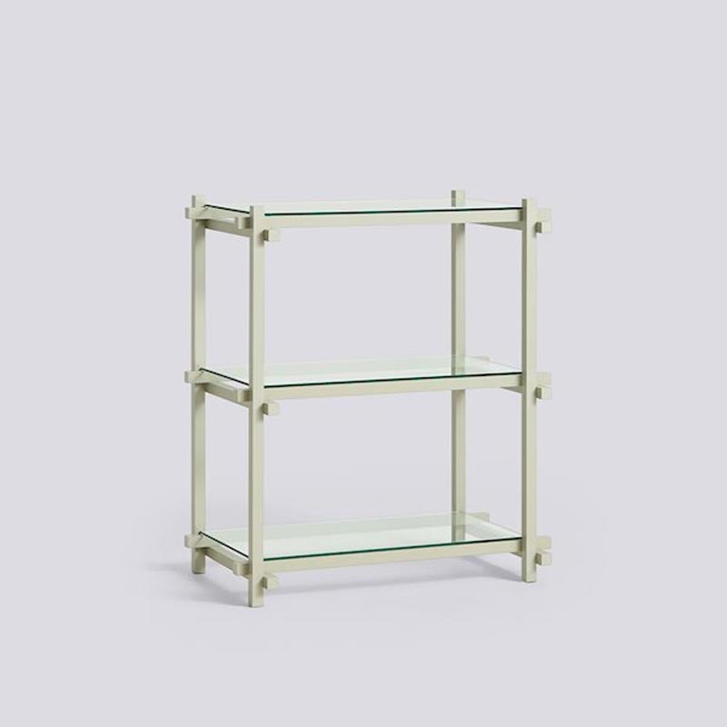 Woody Shelving Smokey Grey Beech Frame 2.0 - Column, Low - Clear Glass Shelves